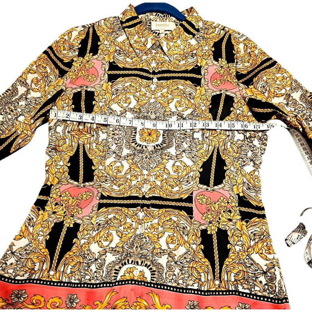 Laundry By Shelli Segal Womens Long Sleeve Baroque Print Blouse Size 6 - Picture 7 of 12